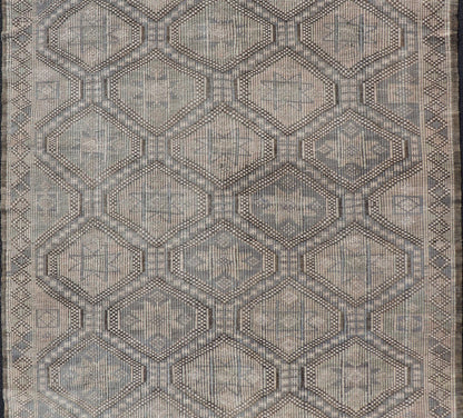Measures: 6'0 x 9'10 Vintage Turkish Embroidered Flat - Weave Rug with Geometric Diamond Design. Keivan Woven Arts - Geometric design vintage Kilim rug from Turkey rug EN - 14480, country of origin / type: Turkey / Kilim, circa 1950. Featuring a ... - Keivan Woven ArtsEN - 14480 - 22770Rug