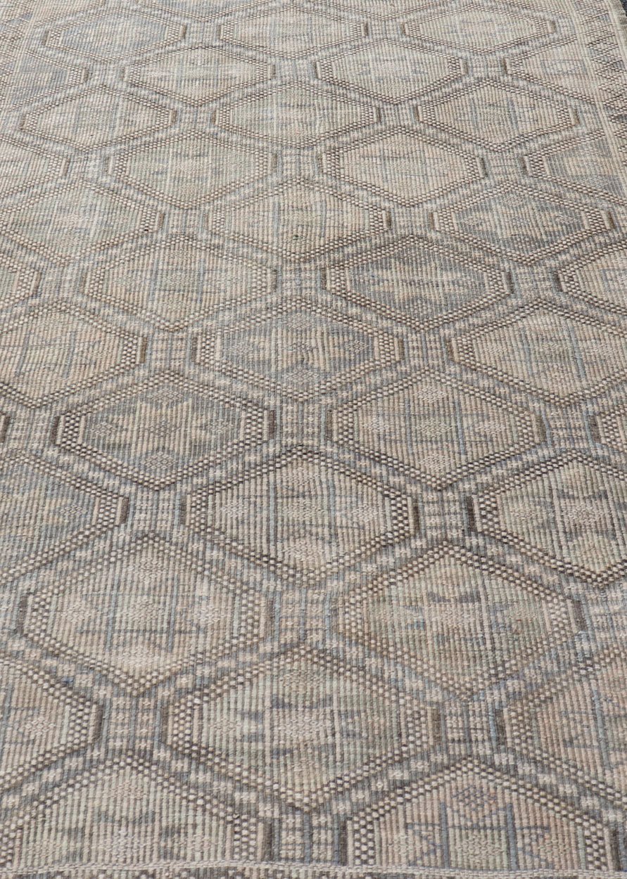 Measures: 6'0 x 9'10 Vintage Turkish Embroidered Flat - Weave Rug with Geometric Diamond Design. Keivan Woven Arts - Geometric design vintage Kilim rug from Turkey rug EN - 14480, country of origin / type: Turkey / Kilim, circa 1950. Featuring a ... - Keivan Woven ArtsEN - 14480 - 22770Rug