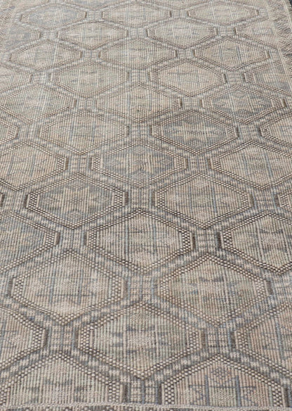 Measures: 6'0 x 9'10 Vintage Turkish Embroidered Flat - Weave Rug with Geometric Diamond Design. Keivan Woven Arts - Geometric design vintage Kilim rug from Turkey rug EN - 14480, country of origin / type: Turkey / Kilim, circa 1950. Featuring a ... - Keivan Woven ArtsEN - 14480 - 22770Rug