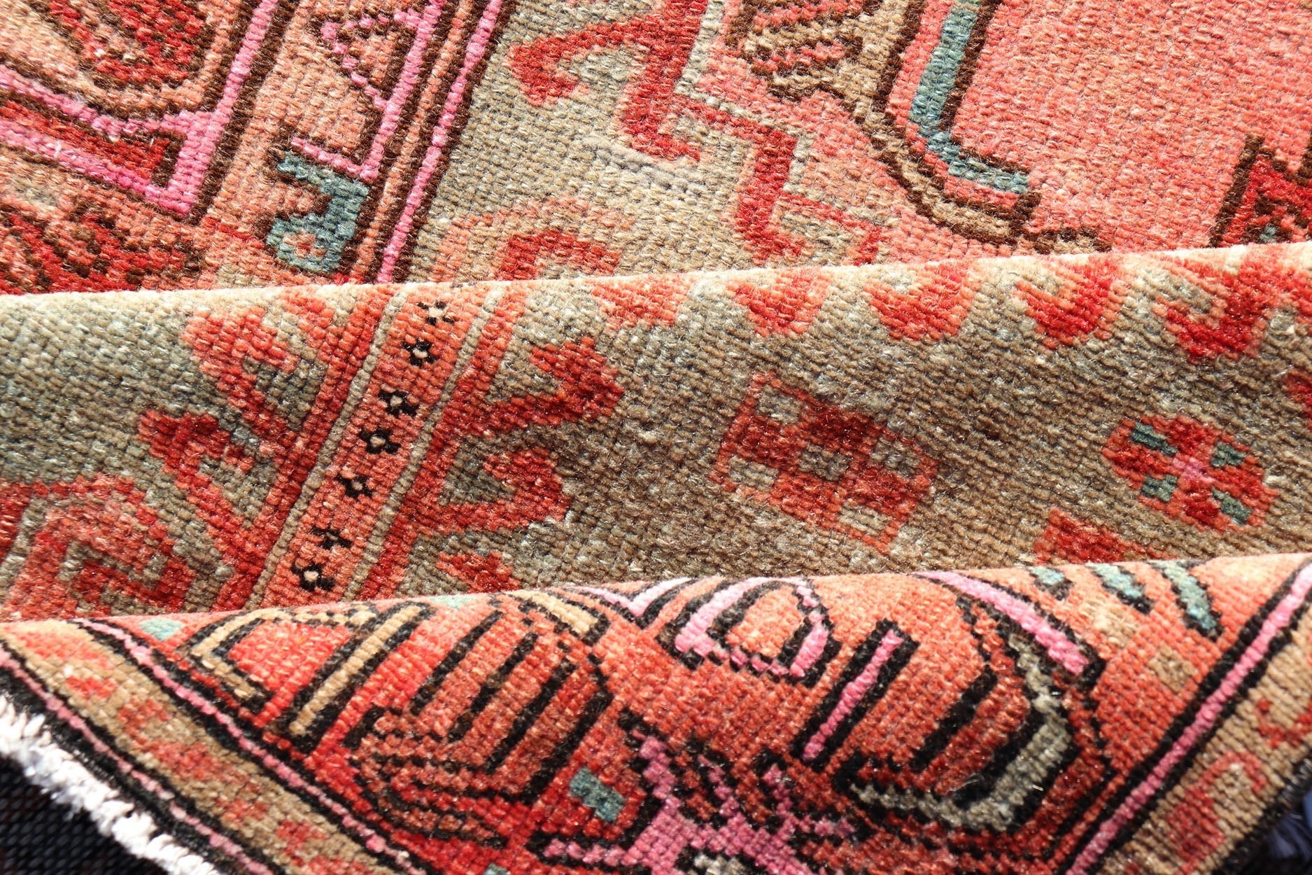 Measures: 3'1 x 6'4 Antique Persian Hamadan Rug with Colorful Geometric Medallion's With Light Green Keivan Woven Arts / rug EN - 14482, country of origin / type: Iran / Hamadan, circa 1930. This antique Persian Hamadan rug (circa early 20th ce... - Keivan Woven ArtsEN - 14482 - 22596Rug