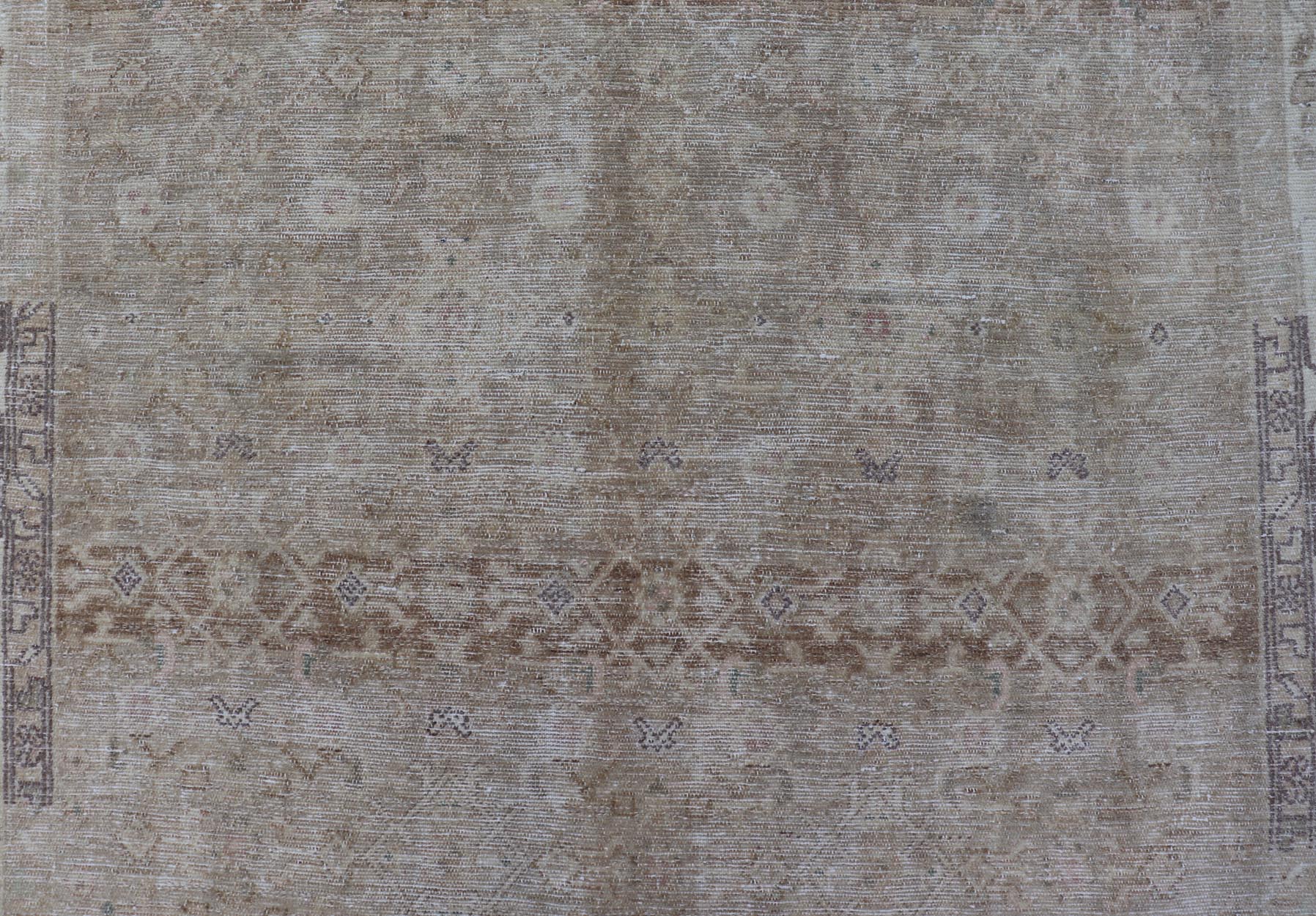 Measures: 5'4 x 10'1 Persian Hamedan Vintage Gallery Rug with Sub - Geometric Design Earth Tones. Keivan Woven Arts / rug EN - 14503, country of origin / type: Iran / Hamedan, circa 1940 This beautiful Hamedan gallery runner from Persia features... - Keivan Woven ArtsEN - 14503 - 18673Rug