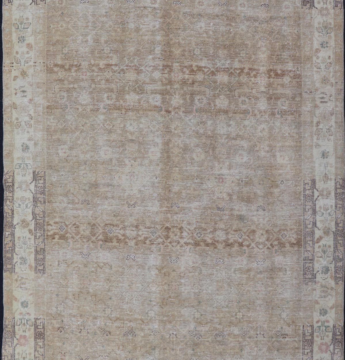 Measures: 5'4 x 10'1 Persian Hamedan Vintage Gallery Rug with Sub - Geometric Design Earth Tones. Keivan Woven Arts / rug EN - 14503, country of origin / type: Iran / Hamedan, circa 1940 This beautiful Hamedan gallery runner from Persia features... - Keivan Woven ArtsEN - 14503 - 18673Rug