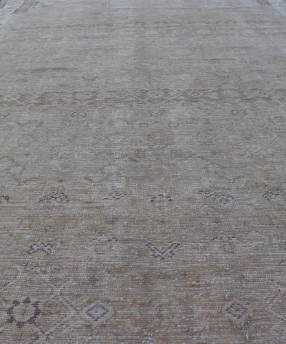Measures: 5'4 x 10'1 Persian Hamedan Vintage Gallery Rug with Sub - Geometric Design Earth Tones. Keivan Woven Arts / rug EN - 14503, country of origin / type: Iran / Hamedan, circa 1940 This beautiful Hamedan gallery runner from Persia features... - Keivan Woven ArtsEN - 14503 - 18673Rug