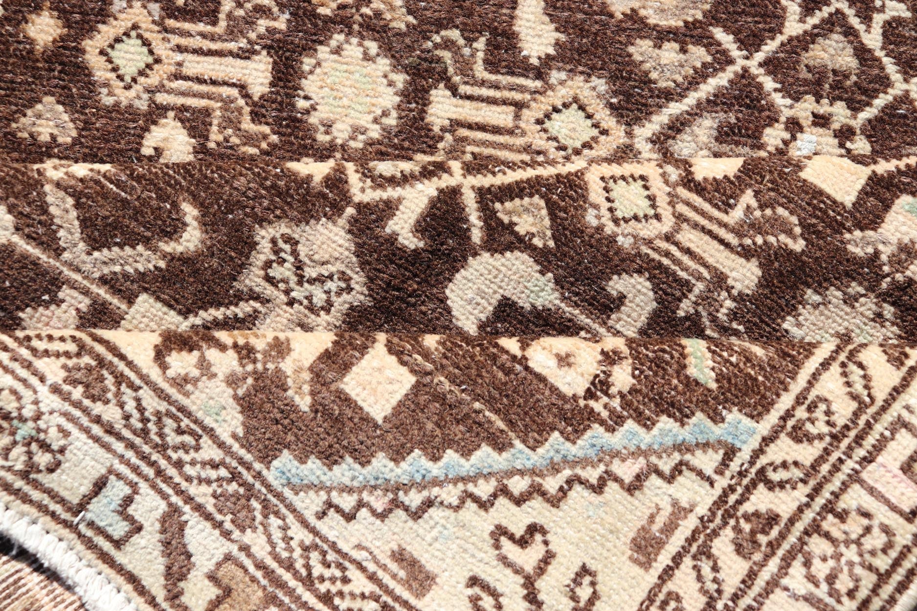 Measures: 3'3 x 9'11 Vintage Persian Mahal Runner with All - Over Herati Design. Keivan Woven Arts / rug EN - 14504, country of origin / type: Iran / Mahal, circa 1940 This Persian vintage mahal runner from mid - 20th century features a arrangemen... - Keivan Woven ArtsEN - 14504 - 18679Rug