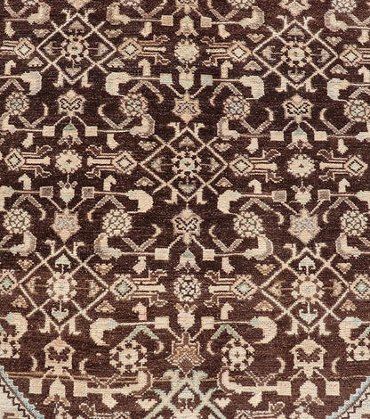 Measures: 3'3 x 9'11 Vintage Persian Mahal Runner with All - Over Herati Design. Keivan Woven Arts / rug EN - 14504, country of origin / type: Iran / Mahal, circa 1940 This Persian vintage mahal runner from mid - 20th century features a arrangemen... - Keivan Woven ArtsEN - 14504 - 18679Rug