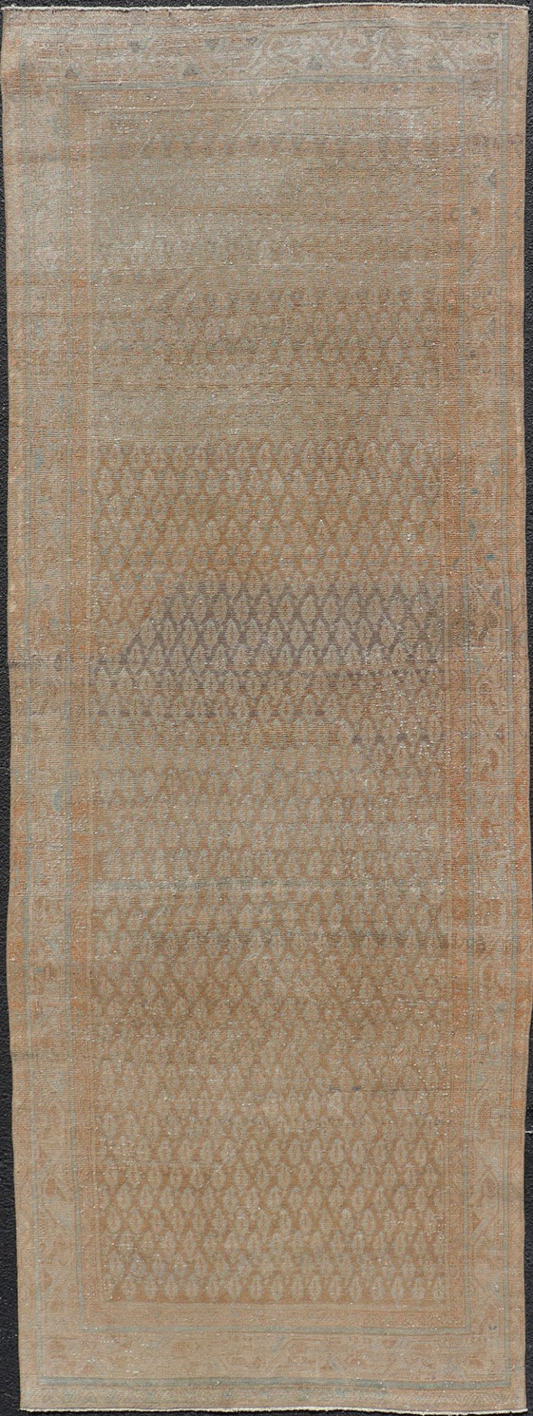 Measures: 3'10 x 11'0 Persian Vintage Hamedan Runner with Sub - Geometric Paisley Tribal Design. Country of Origin: Iran; Type: Malayer; Design: Floral, All - Over, Persian Floral; Keivan Woven Arts: rug EN - 14505. This Persian Hamadan features a... - Keivan Woven ArtsEN - 14505 - 18685Rug