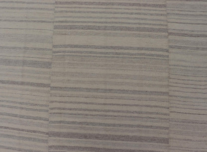 Measures: 8'3 x 11'4 Vintage Hand Woven Turkish Paneled Kilim In Off White and Light Gray. Keivan Woven Arts / rug EN - 14687 country of origin / type: Turkey / Kilim, circa mid - 20th century - Keivan Woven ArtsEN - 14687 - 21835Rug