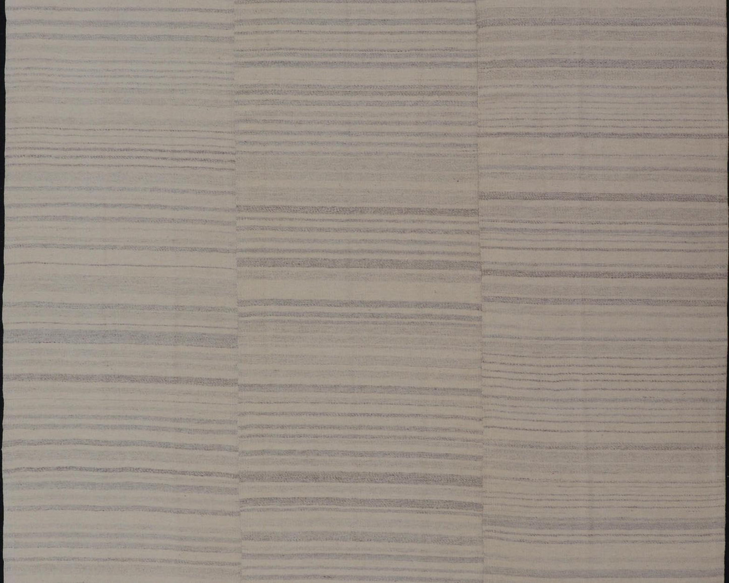 Measures: 8'3 x 11'4 Vintage Hand Woven Turkish Paneled Kilim In Off White and Light Gray. Keivan Woven Arts / rug EN - 14687 country of origin / type: Turkey / Kilim, circa mid - 20th century - Keivan Woven ArtsEN - 14687 - 21835Rug