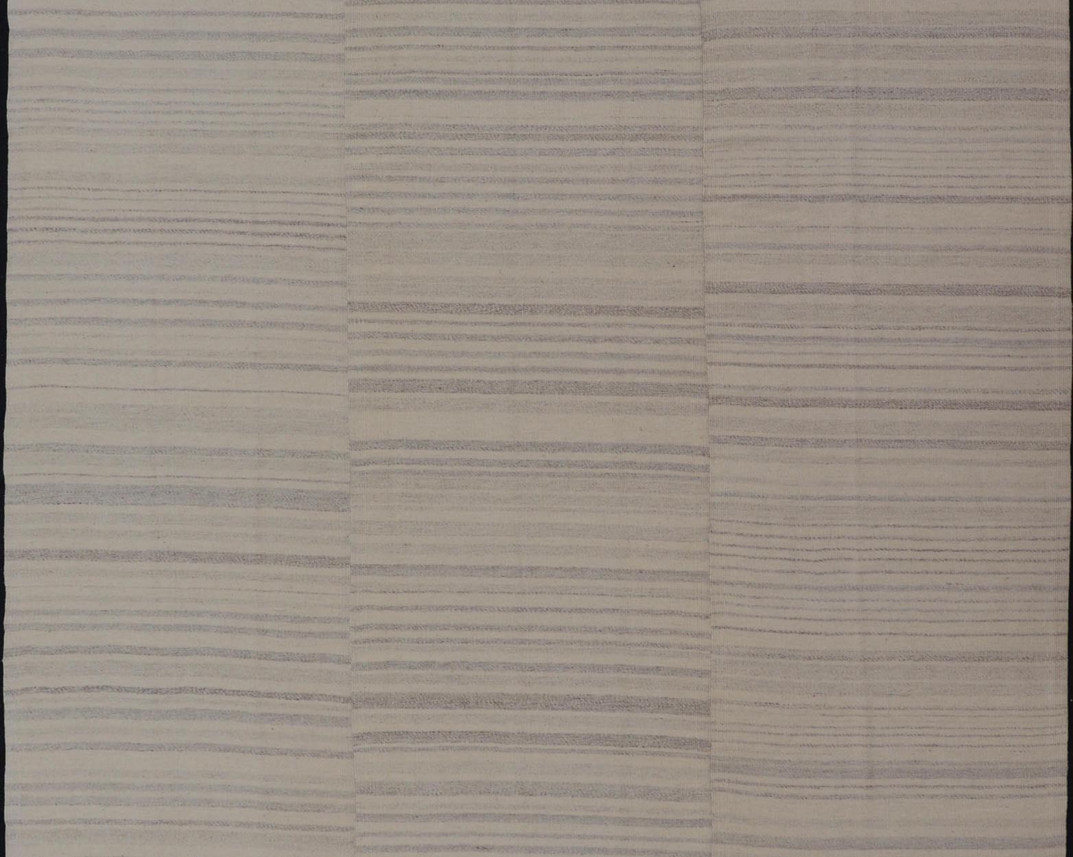 Measures: 8'3 x 11'4 Vintage Hand Woven Turkish Paneled Kilim In Off White and Light Gray. Keivan Woven Arts / rug EN - 14687 country of origin / type: Turkey / Kilim, circa mid - 20th century - Keivan Woven ArtsEN - 14687 - 21835Rug