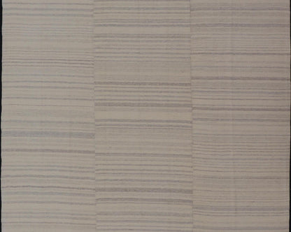 Measures: 8'3 x 11'4 Vintage Hand Woven Turkish Paneled Kilim In Off White and Light Gray. Keivan Woven Arts / rug EN - 14687 country of origin / type: Turkey / Kilim, circa mid - 20th century - Keivan Woven ArtsEN - 14687 - 21835Rug