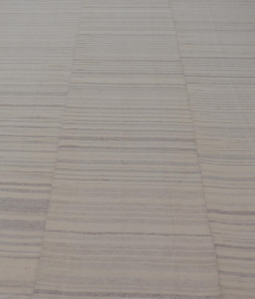 Measures: 8'3 x 11'4 Vintage Hand Woven Turkish Paneled Kilim In Off White and Light Gray. Keivan Woven Arts / rug EN - 14687 country of origin / type: Turkey / Kilim, circa mid - 20th century - Keivan Woven ArtsEN - 14687 - 21835Rug