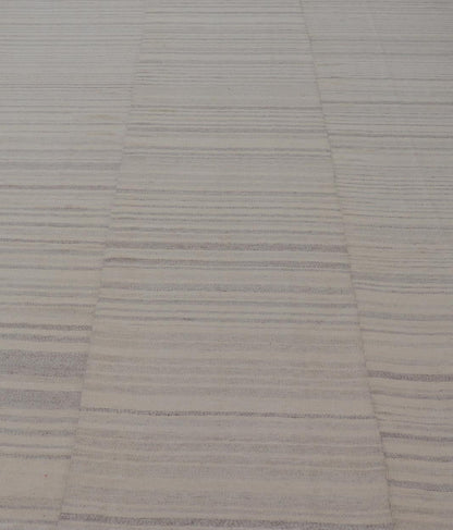 Measures: 8'3 x 11'4 Vintage Hand Woven Turkish Paneled Kilim In Off White and Light Gray. Keivan Woven Arts / rug EN - 14687 country of origin / type: Turkey / Kilim, circa mid - 20th century - Keivan Woven ArtsEN - 14687 - 21835Rug