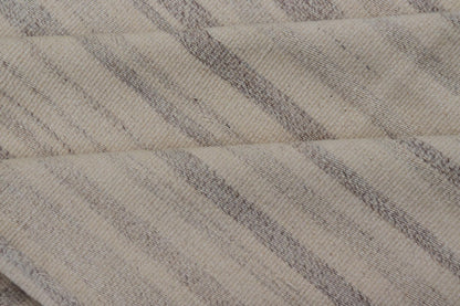Measures: 8'3 x 11'4 Vintage Hand Woven Turkish Paneled Kilim In Off White and Light Gray. Keivan Woven Arts / rug EN - 14687 country of origin / type: Turkey / Kilim, circa mid - 20th century - Keivan Woven ArtsEN - 14687 - 21835Rug