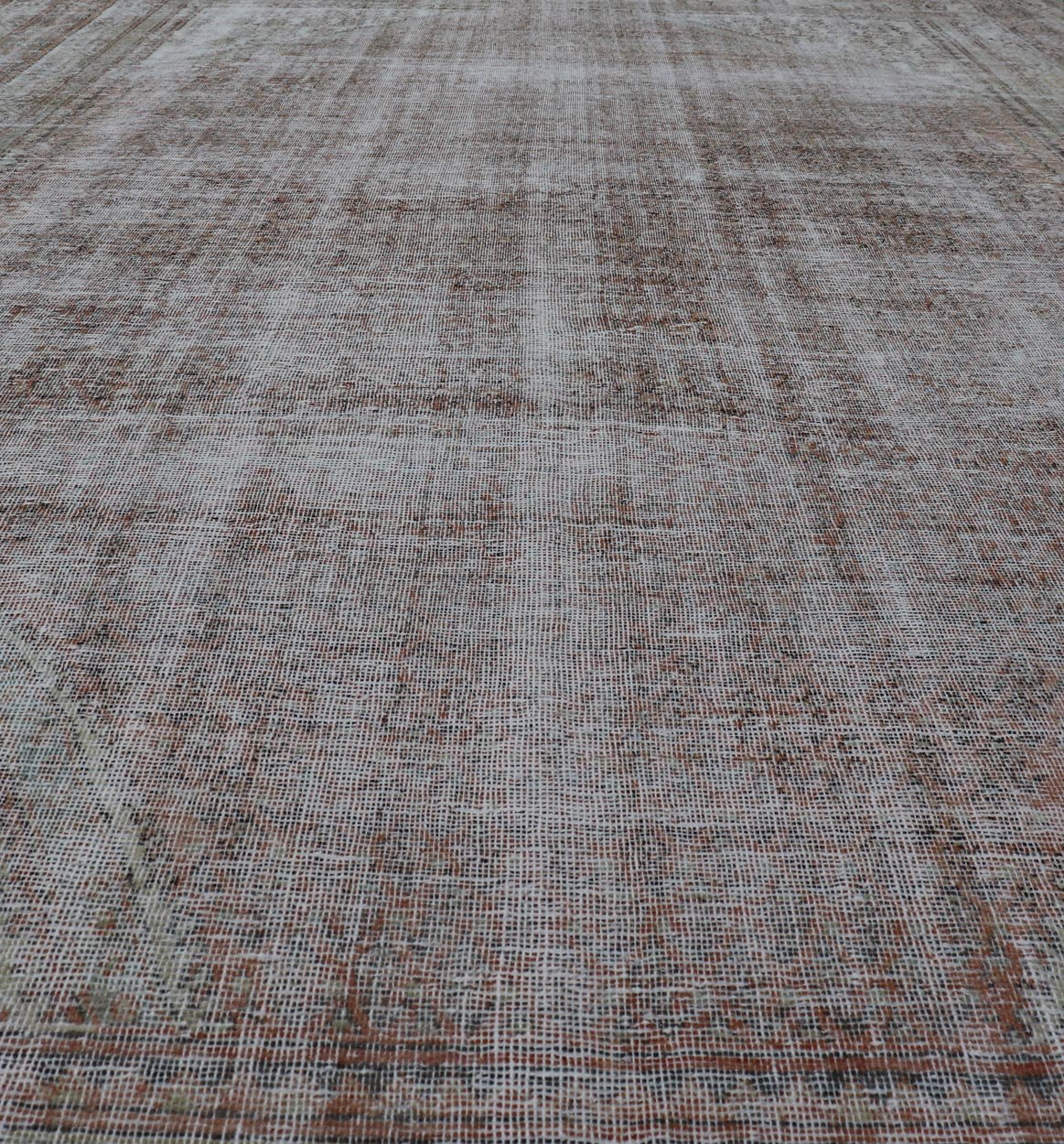 Measures: 8'6 x 13'0 Antique Distressed Persian Mahal Rug With Large Medallion In Muted Colors. Keivan Woven Arts: rug EN - 14762; Persian Mahal antique Rug with Floral Design in orange, green and light brown; Authentic Persian Rug, Antique Mahal Rug... - Keivan Woven ArtsEN - 14762 - 21847