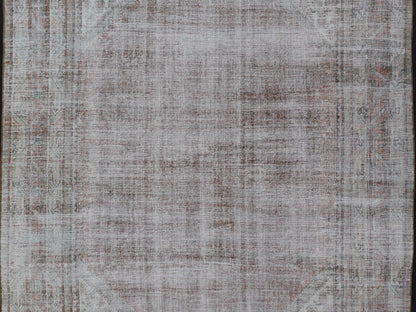 Measures: 8'6 x 13'0 Antique Distressed Persian Mahal Rug With Large Medallion In Muted Colors. Keivan Woven Arts: rug EN - 14762; Persian Mahal antique Rug with Floral Design in orange, green and light brown; Authentic Persian Rug, Antique Mahal Rug... - Keivan Woven ArtsEN - 14762 - 21847