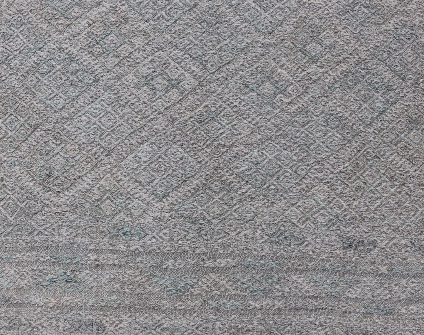 Measures: 4'8 x 6'3 Vintage Turkish Embroidered Kilim in Tribal Diamonds in Neutral Tones. Country of origin: Turkey; type: Kilim; design: Tribal Motif, sub - geometric; Keivan Woven Arts: rug EN - 14818. This vintage flat weave Kilim was hand wove... - Keivan Woven ArtsEN - 14818 - 21859Rug