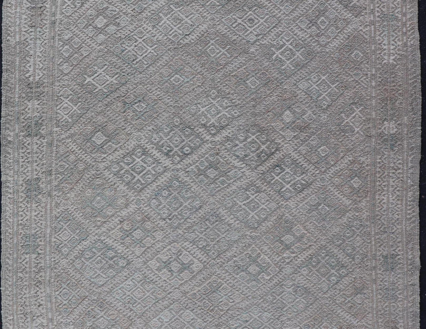 Measures: 4'8 x 6'3 Vintage Turkish Embroidered Kilim in Tribal Diamonds in Neutral Tones. Country of origin: Turkey; type: Kilim; design: Tribal Motif, sub - geometric; Keivan Woven Arts: rug EN - 14818. This vintage flat weave Kilim was hand wove... - Keivan Woven ArtsEN - 14818 - 21859Rug