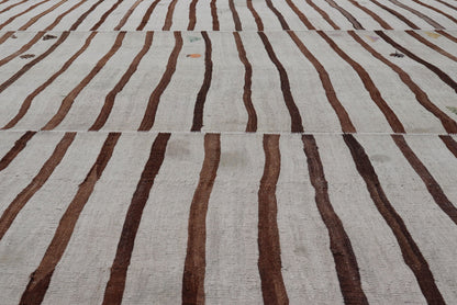 Measures: 14'8 x 18'6 This flat - weave tribal Turkish kilim has been hand - woven in wool. The rug features an all - over sub - geometric striped panel design, rendered in earthy tones; making this rug a superb fit for a wide variety of interiors. ... - Keivan Woven ArtsEN - 14854 - 22812Rug