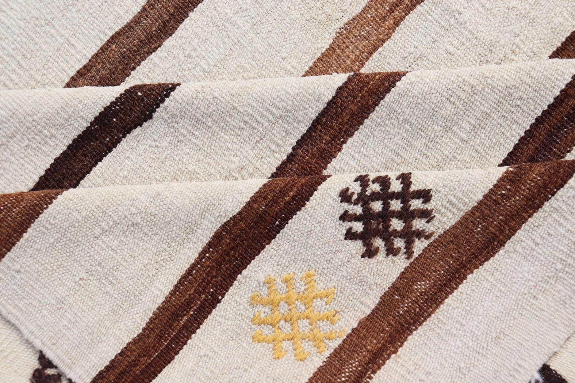 Measures: 14'8 x 18'6 This flat - weave tribal Turkish kilim has been hand - woven in wool. The rug features an all - over sub - geometric striped panel design, rendered in earthy tones; making this rug a superb fit for a wide variety of interiors. ... - Keivan Woven ArtsEN - 14854 - 22812Rug