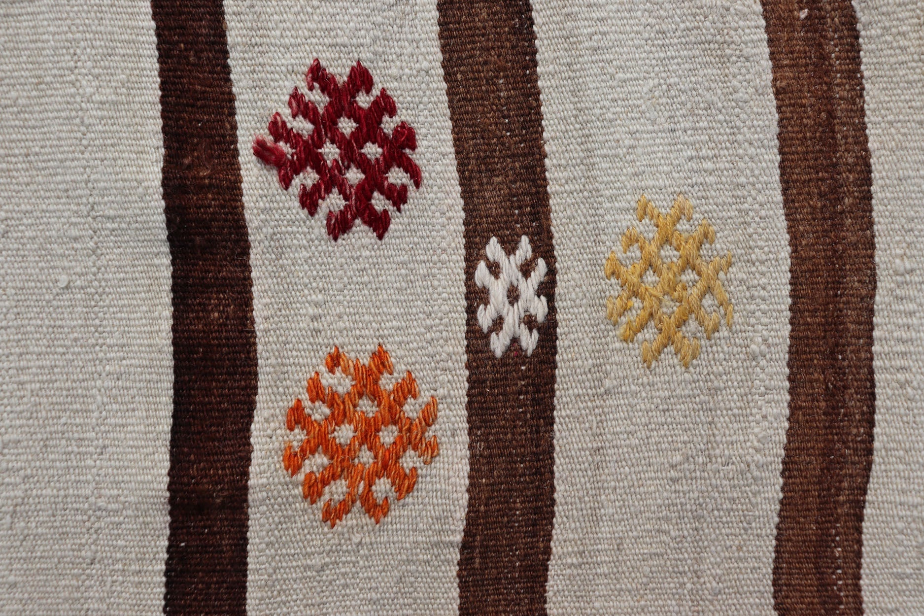 Measures: 14'8 x 18'6 This flat - weave tribal Turkish kilim has been hand - woven in wool. The rug features an all - over sub - geometric striped panel design, rendered in earthy tones; making this rug a superb fit for a wide variety of interiors. ... - Keivan Woven ArtsEN - 14854 - 22812Rug