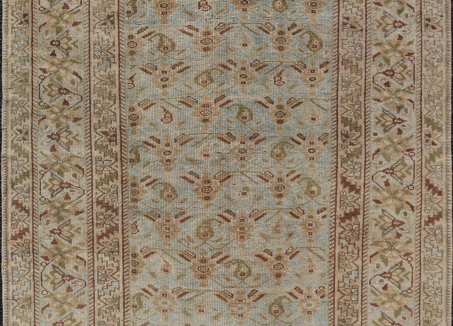 Measures: 3'8 x 4'10 Fine Persian Antique Afshar Rug in Green, Browns, and Blue Tribal Carpet. Keivan Woven Arts/ Rug/EN - 14884, Antique Afshar Early 20th Century rich symbolism, and fine intricacy contribute to the marvelous beauty of this ... - Keivan Woven ArtsEN - 14884 - 22974Rug