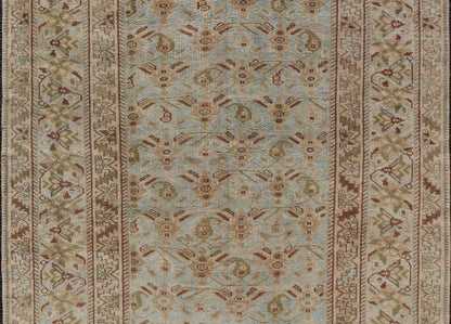Measures: 3'8 x 4'10 Fine Persian Antique Afshar Rug in Green, Browns, and Blue Tribal Carpet. Keivan Woven Arts/ Rug/EN - 14884, Antique Afshar Early 20th Century rich symbolism, and fine intricacy contribute to the marvelous beauty of this ... - Keivan Woven ArtsEN - 14884 - 22974Rug
