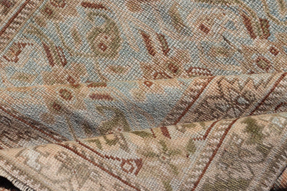 Measures: 3'8 x 4'10 Fine Persian Antique Afshar Rug in Green, Browns, and Blue Tribal Carpet. Keivan Woven Arts/ Rug/EN - 14884, Antique Afshar Early 20th Century rich symbolism, and fine intricacy contribute to the marvelous beauty of this ... - Keivan Woven ArtsEN - 14884 - 22974Rug