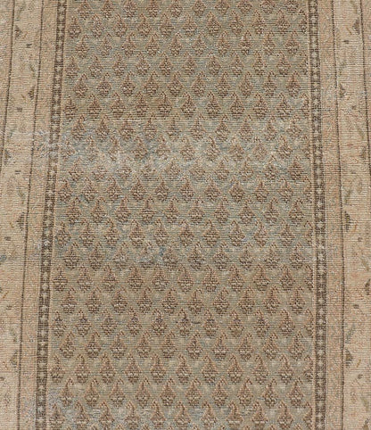 Long & Narrow Vintage Tabriz Runner with Taupe, Soft Blue - Gray, and Light Brown. Keivan Woven Arts / rug/ EN - 14890, Vintage Tabriz runner, mid - 20th century. Measures: 2'6 x 13'5 Persian Tabriz runner with a sophisticated design features a u... - Keivan Woven ArtsEN - 14890 - 23583