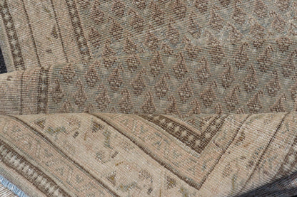 Long & Narrow Vintage Tabriz Runner with Taupe, Soft Blue - Gray, and Light Brown. Keivan Woven Arts / rug/ EN - 14890, Vintage Tabriz runner, mid - 20th century. Measures: 2'6 x 13'5 Persian Tabriz runner with a sophisticated design features a u... - Keivan Woven ArtsEN - 14890 - 23583Rug