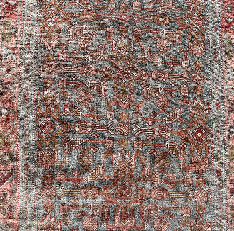 Measures: 3'4 x 14'10 All Over Herati Antique Persian Kurdish Runner With Sub - Geometric Design. Keivan Woven Arts / rug EN - 14903, country of origin / type: Iran / Kurdish, circa 1910. This kurdish runner from 1910's is characterized by its a... - Keivan Woven ArtsEN - 14903 - 22602Rug