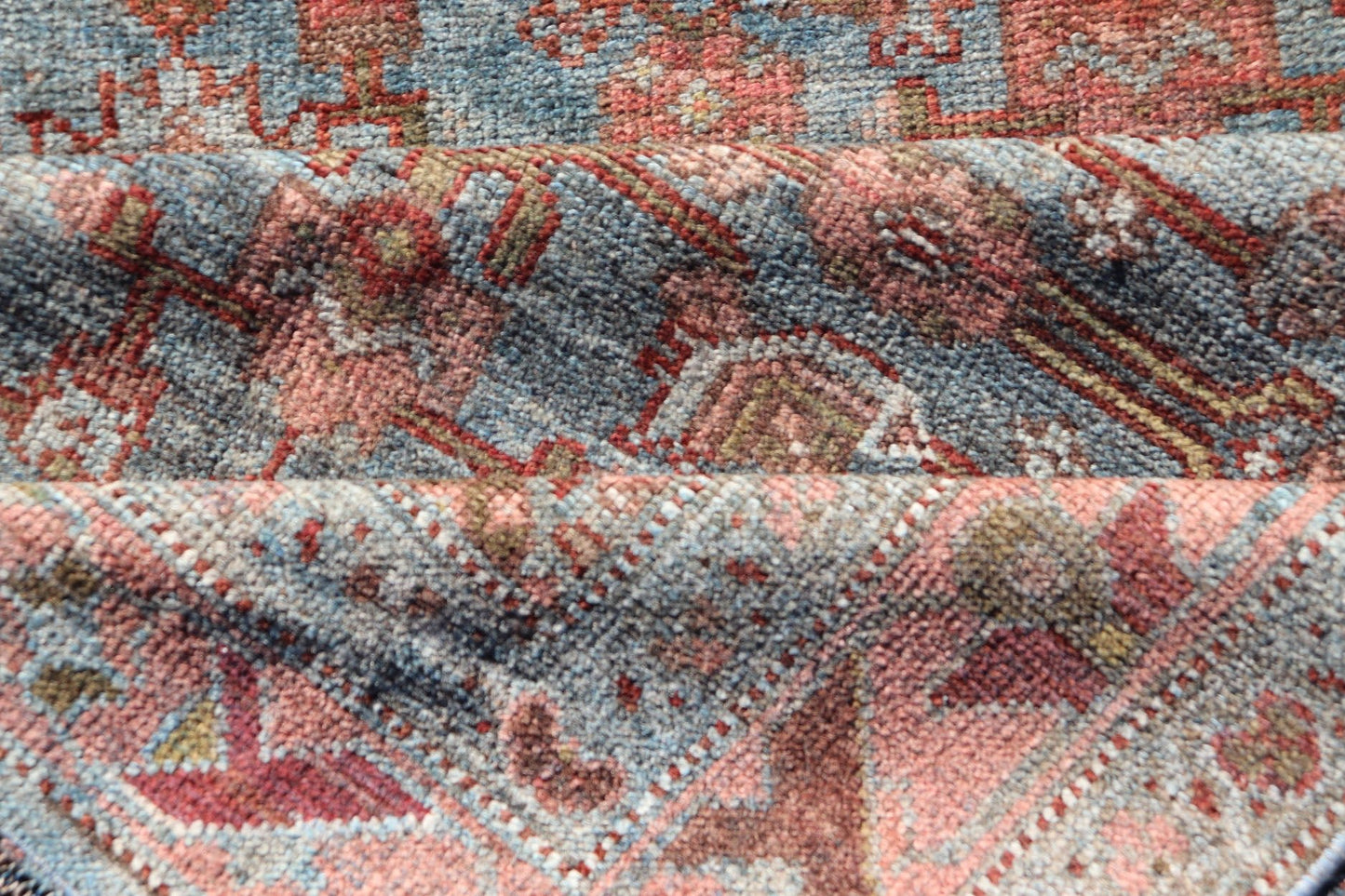 Measures: 3'4 x 14'10 All Over Herati Antique Persian Kurdish Runner With Sub - Geometric Design. Keivan Woven Arts / rug EN - 14903, country of origin / type: Iran / Kurdish, circa 1910. This kurdish runner from 1910's is characterized by its a... - Keivan Woven ArtsEN - 14903 - 22602Rug