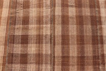 Measures: 9'1 x 12'0 Turkish Vintage Plaid Design Flat - Weave Rug in Brown, Cognac, Ivory, And Tan. Turkish Vintage Plaid Design Flat - Weave Rug Keivan Woven Arts. Keivan Woven Arts / rug EN - 14944, country of origin / type: Turkey / Kilim, circa ... - Keivan Woven ArtsEN - 14944 - 22980Rug