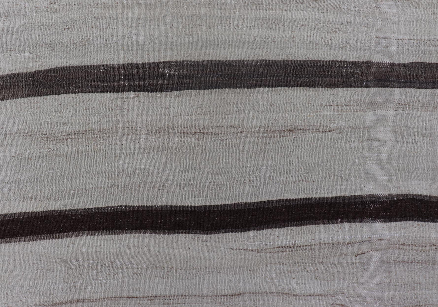 Vintage Flat Weave Turkish Kilim with Stripes in Ivory and Brown. Keivan Woven Arts / rug EN - 15165, country of origin / type: Turkey / Kilim, circa Mid - 20th Century. Measures: 4'6 x 4'10 This vintage flat - woven Kilim features a minimalist design... - Keivan Woven ArtsEN - 15165 - 23797Rug