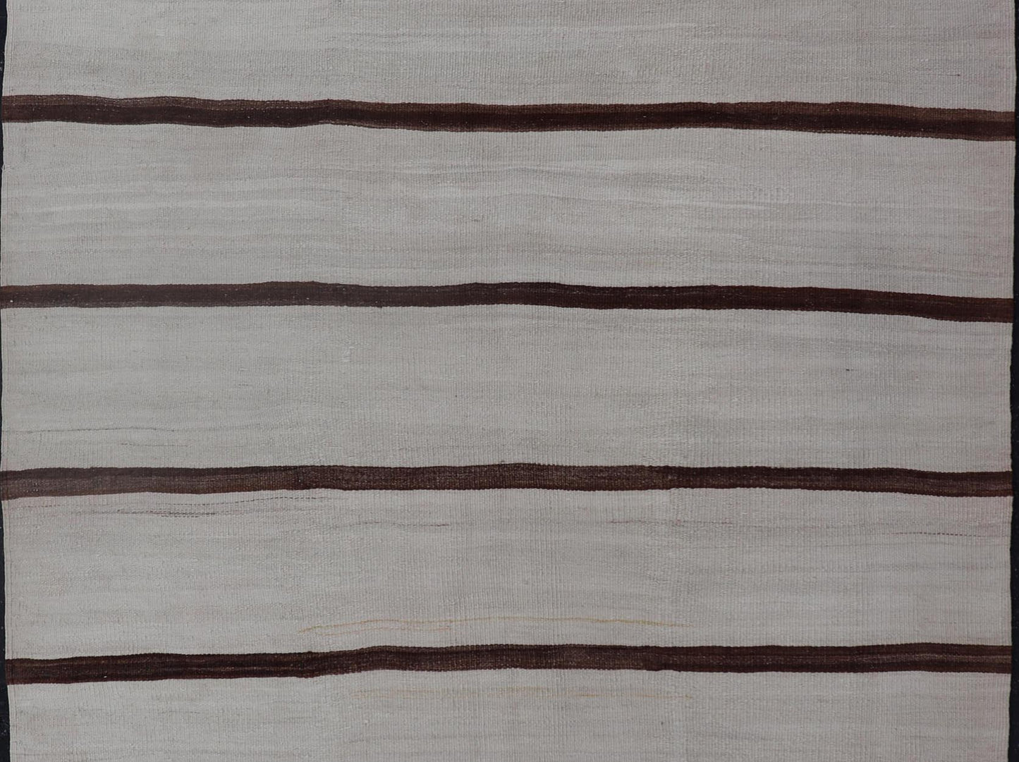 Turkish Vintage Kilim in Shades of Brown and Ivory with Stripe Design. Keivan Woven Arts / rug EN - 15170, country of origin / type: Turkey / Kilim, circa 1950 Measures: 4'2 x 5'0 This vintage striped design Turkish Kilim rendered in shade of brow... - Keivan Woven ArtsEN - 15170 - 23803Rug