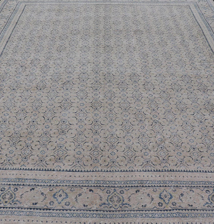 Measures: 10'2 x 13'6 Antique Persian Tabriz Rug with All - Over Small Tribal Design in Muted Tones. Keivan Woven Arts / rug EN - 15181, country of origin / type: Persian / Tabriz, circa Early - 20th century. This Tabriz rug features a relativ... - Keivan Woven ArtsEN - 15181 - 21883