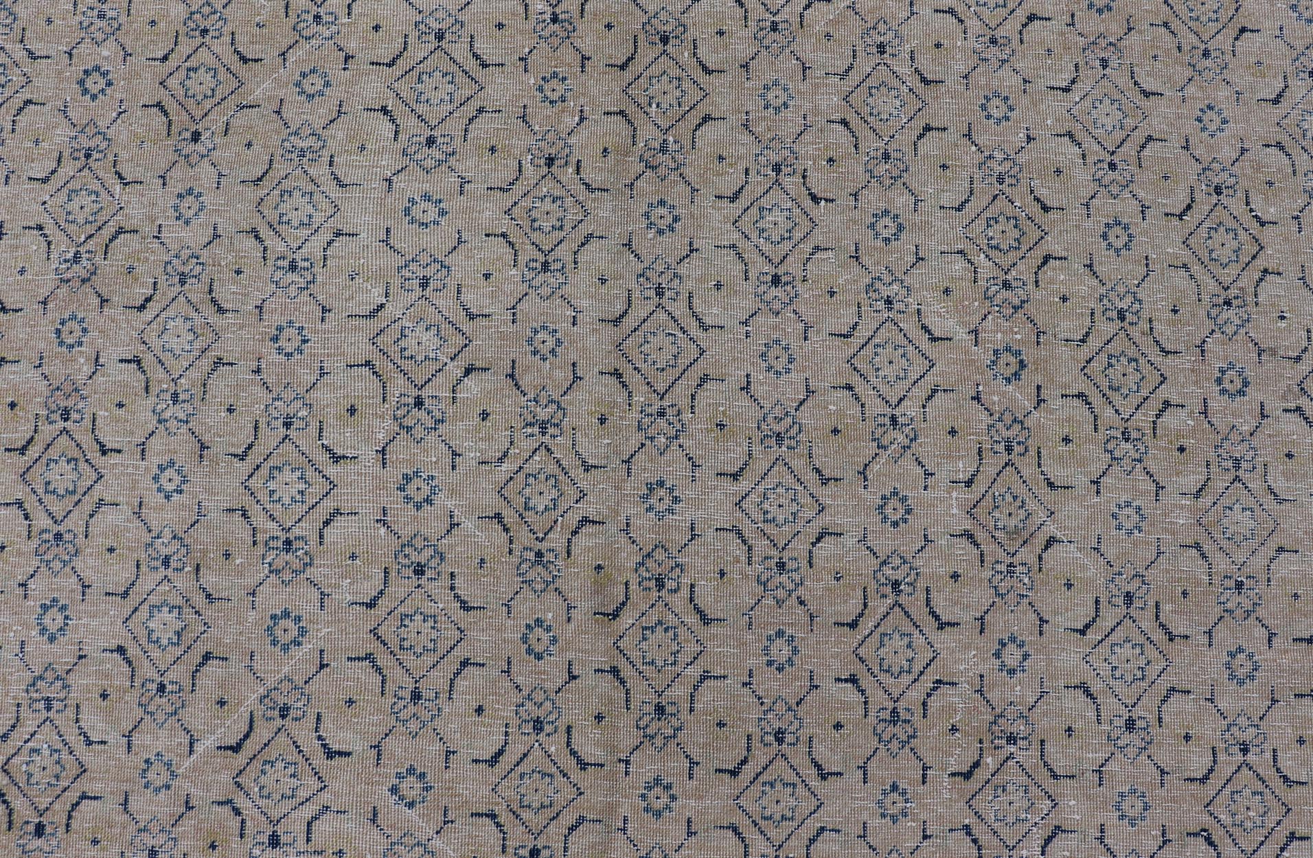 Measures: 10'2 x 13'6 Antique Persian Tabriz Rug with All - Over Small Tribal Design in Muted Tones. Keivan Woven Arts / rug EN - 15181, country of origin / type: Persian / Tabriz, circa Early - 20th century. This Tabriz rug features a relativ... - Keivan Woven ArtsEN - 15181 - 21883