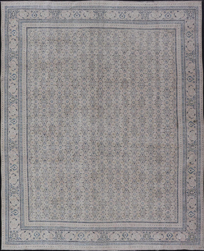 Measures: 10'2 x 13'6 Antique Persian Tabriz Rug with All - Over Small Tribal Design in Muted Tones. Keivan Woven Arts / rug EN - 15181, country of origin / type: Persian / Tabriz, circa Early - 20th century. This Tabriz rug features a relativ... - Keivan Woven ArtsEN - 15181 - 21883Rug