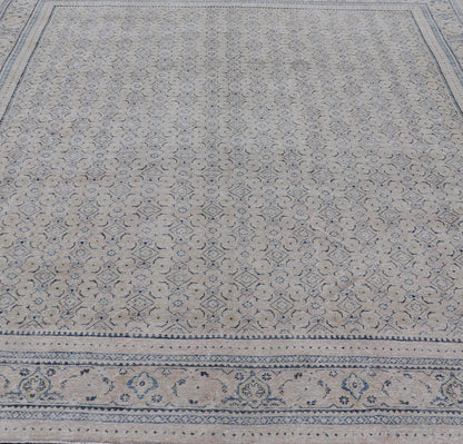 Measures: 10'2 x 13'6 Antique Persian Tabriz Rug with All - Over Small Tribal Design in Muted Tones. Keivan Woven Arts / rug EN - 15181, country of origin / type: Persian / Tabriz, circa Early - 20th century. This Tabriz rug features a relativ... - Keivan Woven ArtsEN - 15181 - 21883Rug
