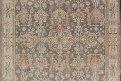 Turkish Sivas Rug with Tribal Motifs in Brownish green, L. green & multi tones. Country of Origin: Turkey; Type: Sivas; Design: Floral, All - Over, Tribal; Keivan Woven Arts: rug EN - 15184; Wool Sivas Vintage Turkish Area Rug Measures: 10'5 x 12'11... - Keivan Woven ArtsEN - 15184 - 23498Rug