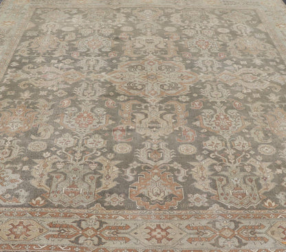 Turkish Sivas Rug with Tribal Motifs in Brownish green, L. green & multi tones. Country of Origin: Turkey; Type: Sivas; Design: Floral, All - Over, Tribal; Keivan Woven Arts: rug EN - 15184; Wool Sivas Vintage Turkish Area Rug Measures: 10'5 x 12'11... - Keivan Woven ArtsEN - 15184 - 23498Rug
