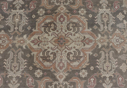 Turkish Sivas Rug with Tribal Motifs in Brownish green, L. green & multi tones. Country of Origin: Turkey; Type: Sivas; Design: Floral, All - Over, Tribal; Keivan Woven Arts: rug EN - 15184; Wool Sivas Vintage Turkish Area Rug Measures: 10'5 x 12'11... - Keivan Woven ArtsEN - 15184 - 23498Rug