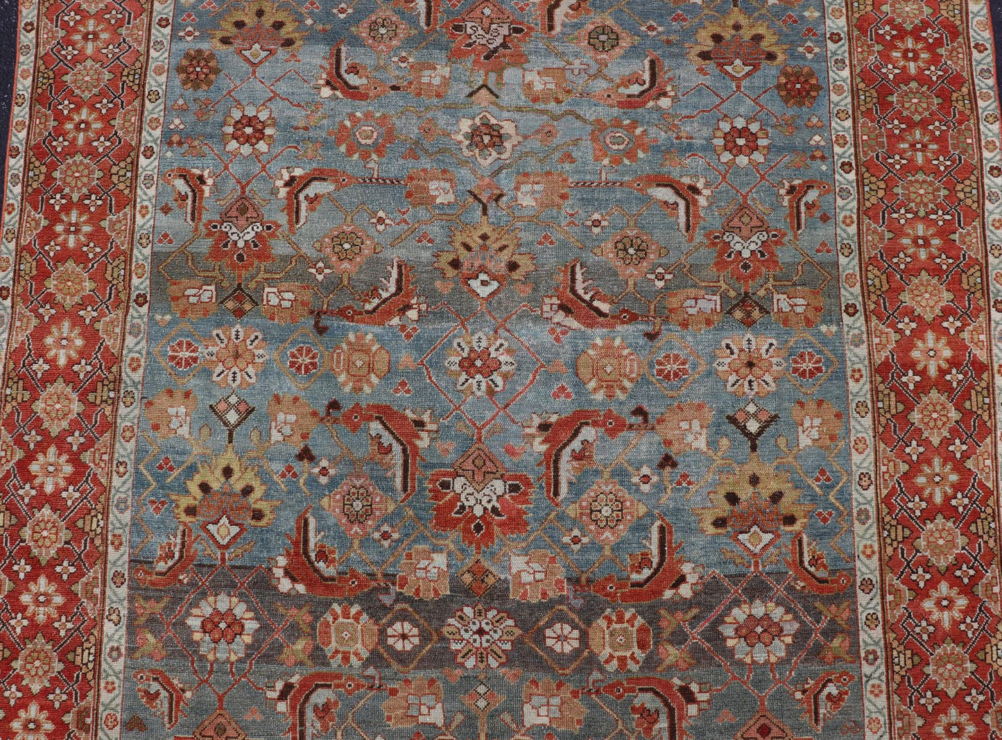 Antique Fine Persian Malayer Gallery Runner with All - Over Design in Blue, rust/red, and multi colors. Keivan Woven Arts / rug EN - 15195, country of origin / type: Persian / Malayer, circa 1900. Measures: 6'5 x 15' This beautiful antique P... - Keivan Woven ArtsEN - 15195 - 24760Rug