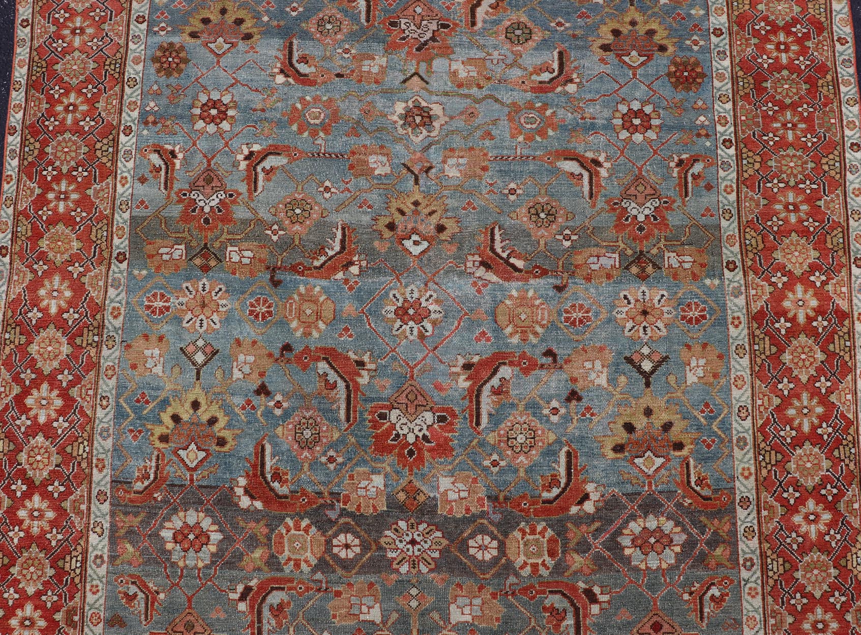 Antique Fine Persian Malayer Gallery Runner with All - Over Design in Blue, rust/red, and multi colors. Keivan Woven Arts / rug EN - 15195, country of origin / type: Persian / Malayer, circa 1900. Measures: 6'5 x 15' This beautiful antique P... - Keivan Woven ArtsEN - 15195 - 24760Rug