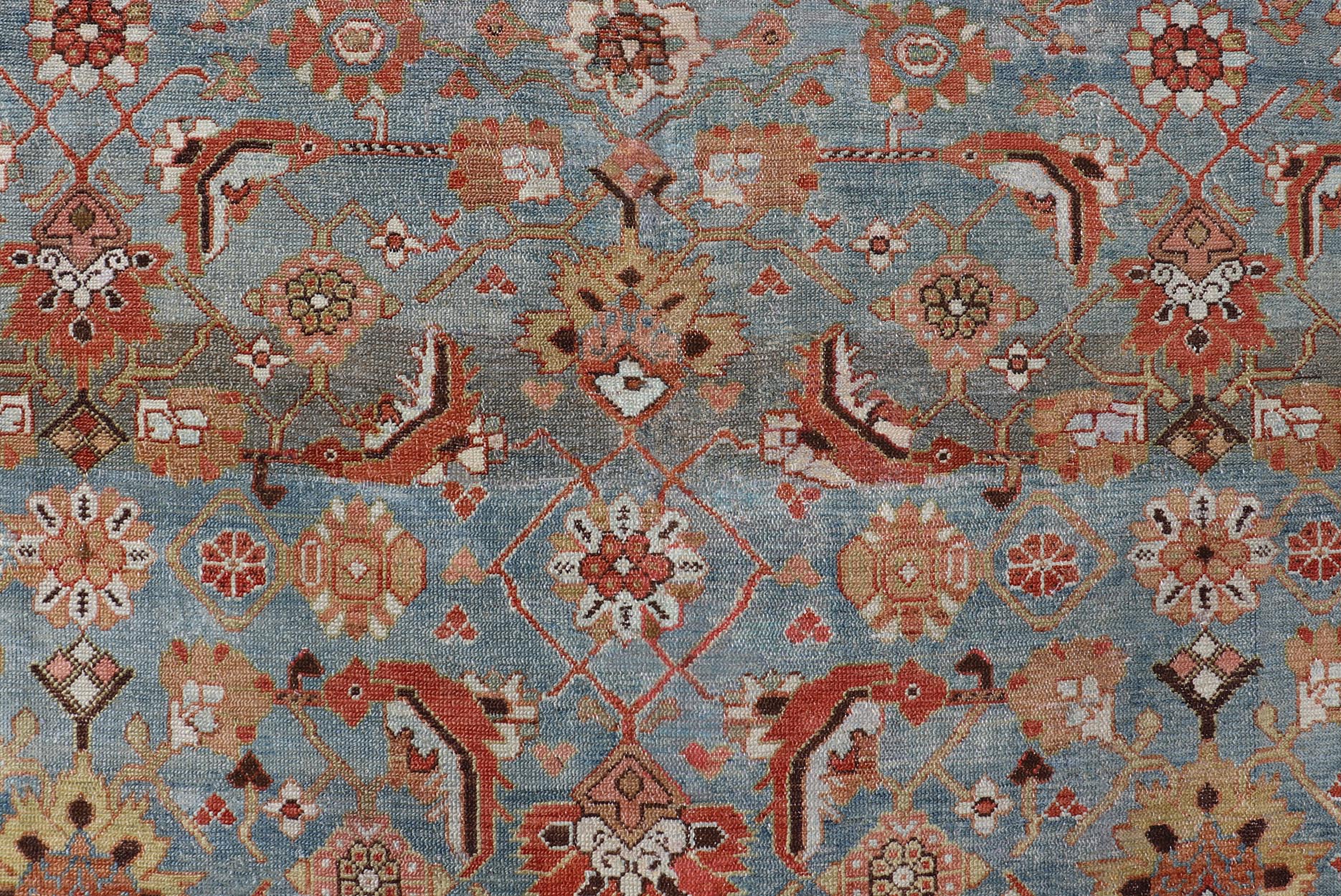 Antique Fine Persian Malayer Gallery Runner with All - Over Design in Blue, rust/red, and multi colors. Keivan Woven Arts / rug EN - 15195, country of origin / type: Persian / Malayer, circa 1900. Measures: 6'5 x 15' This beautiful antique P... - Keivan Woven ArtsEN - 15195 - 24760Rug