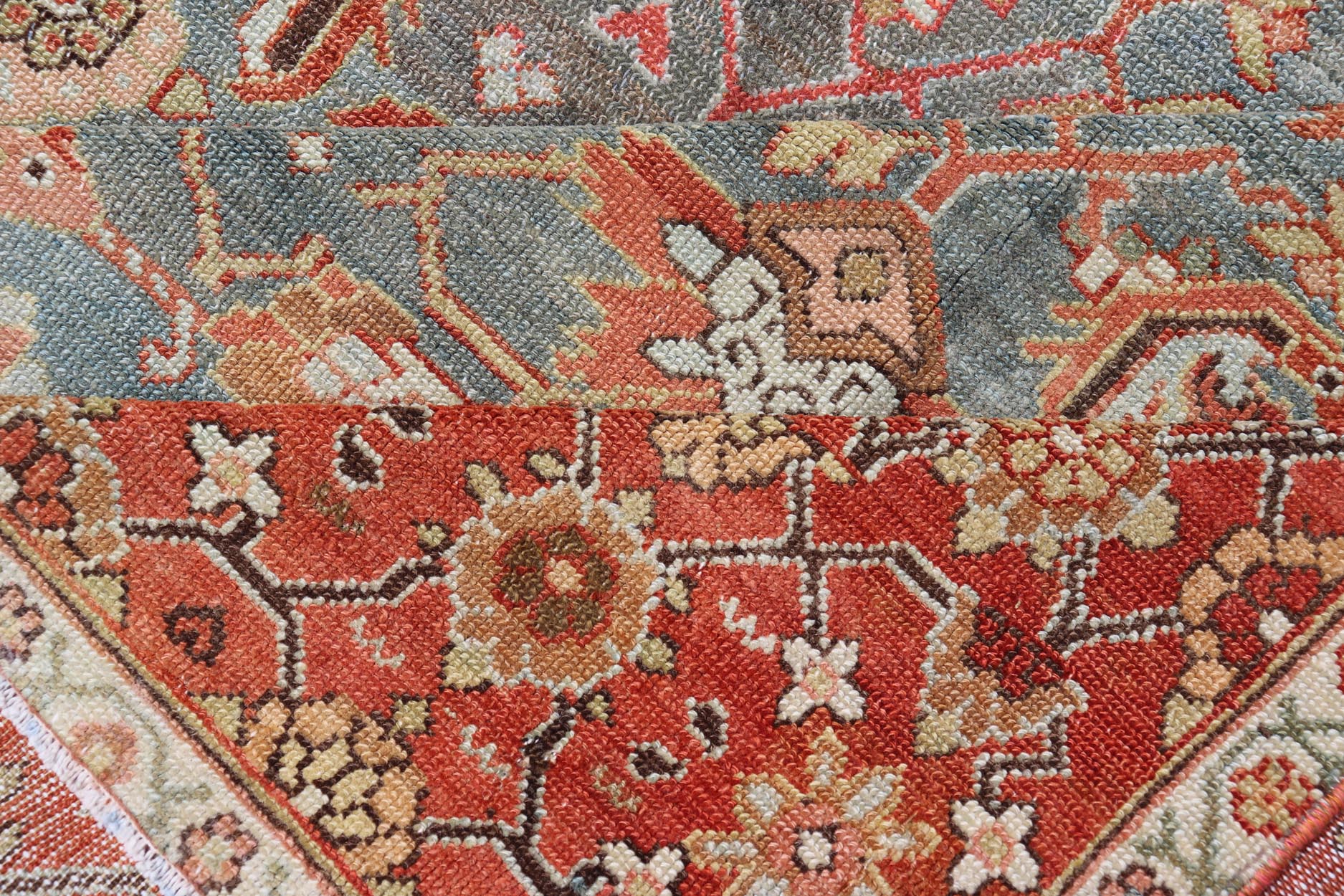 Antique Fine Persian Malayer Gallery Runner with All - Over Design in Blue, rust/red, and multi colors. Keivan Woven Arts / rug EN - 15195, country of origin / type: Persian / Malayer, circa 1900. Measures: 6'5 x 15' This beautiful antique P... - Keivan Woven ArtsEN - 15195 - 24760Rug