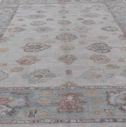 Measures: 13'5 x 21'5 Large Turkish Oushak Rug with Neutral Color Palette and All - Over Floral Design. Keivan Woven Arts / rug EN - 15203, country of origin / type: Turkey / Oushak. This hand Knotted, hand spun Oushak rug from Turkey features a... - Keivan Woven ArtsEN - 15203 - 21889Rug