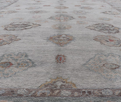 Measures: 13'5 x 21'5 Large Turkish Oushak Rug with Neutral Color Palette and All - Over Floral Design. Keivan Woven Arts / rug EN - 15203, country of origin / type: Turkey / Oushak. This hand Knotted, hand spun Oushak rug from Turkey features a... - Keivan Woven ArtsEN - 15203 - 21889Rug