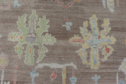 Measures: 13'4 x 17'6 Turkish Oushak Rug with All - Over Floral Design On A Light Brown Field. Keivan Woven Arts / rug EN - 15204, country of origin / type: Turkey / Oushak. This hand Knotted, hand spun wool Oushak rug from Turkey features a neu... - Keivan Woven ArtsEN - 15204 - 22866