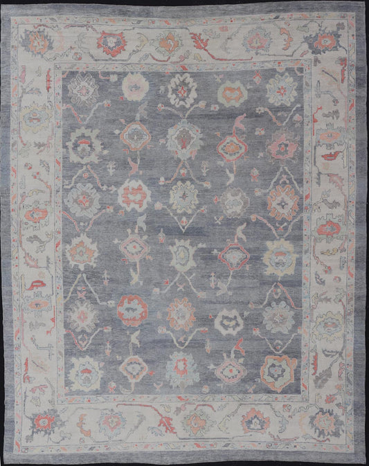 Measures: 14'5 x 18'0 Large Turkish Modern Oushak Rug in Gray and Neutrals and All - Over Design. Keivan Woven Arts / rug EN - 15205, country of origin / type: Turkey / Oushak This traditional Oushak rug from Turkey features a subdued, neutral c... - Keivan Woven ArtsEN - 15205 - 22243