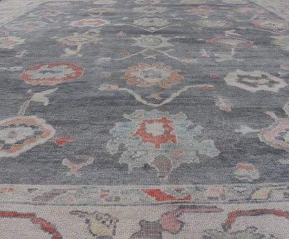 Measures: 14'5 x 18'0 Large Turkish Modern Oushak Rug in Gray and Neutrals and All - Over Design. Keivan Woven Arts / rug EN - 15205, country of origin / type: Turkey / Oushak This traditional Oushak rug from Turkey features a subdued, neutral c... - Keivan Woven ArtsEN - 15205 - 22243Rug